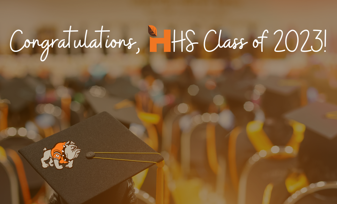 Photo of Anonymous Graduates with Message &#34;Congratulations, HHS Class of 2023!&#34;