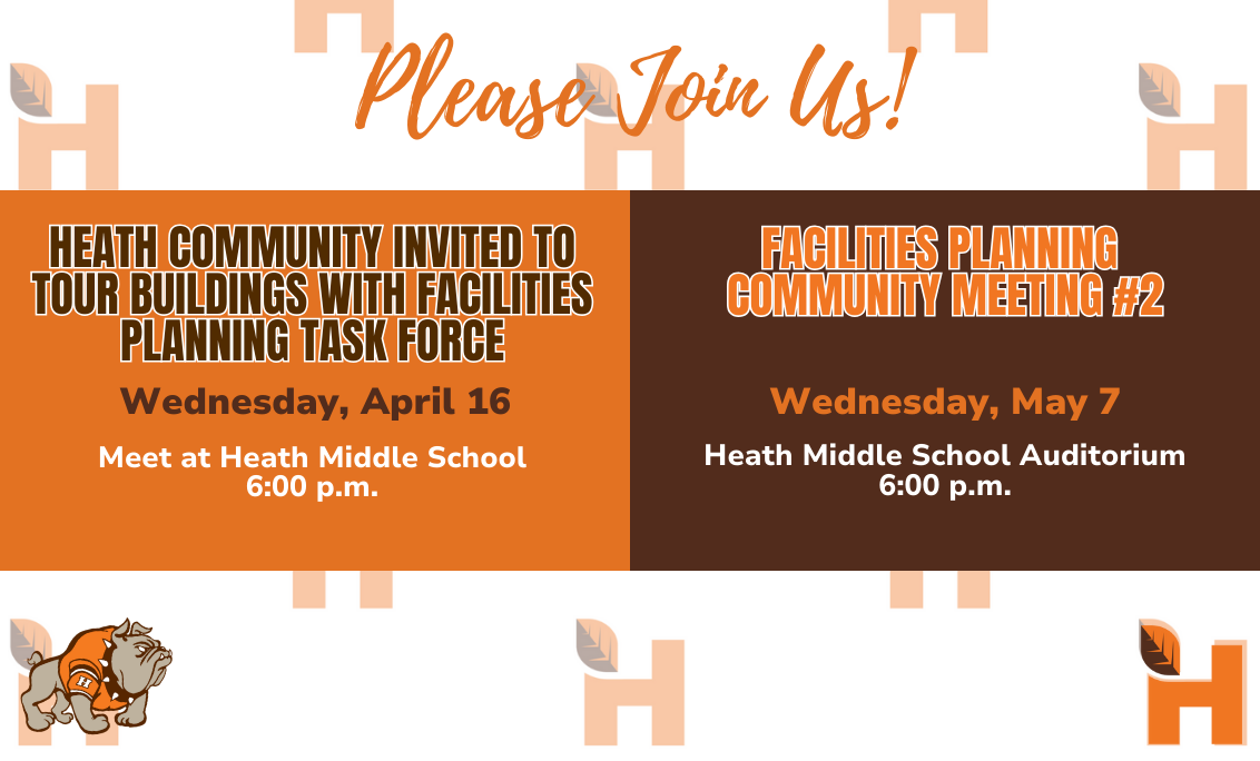 Notice for Facilities Planning Task Force Meeting on 4/16 and Facilities Planning Community Meeting on 5/7